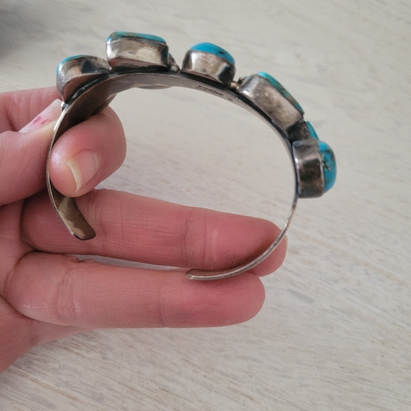Turquoise Cuff Bracelet by Bobby Johnson - Picture 9 of 11